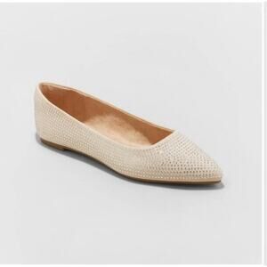 A New Day Corinna Women’s Off White, Sparkling Rhinestones Ballet Flats 10 NWT
